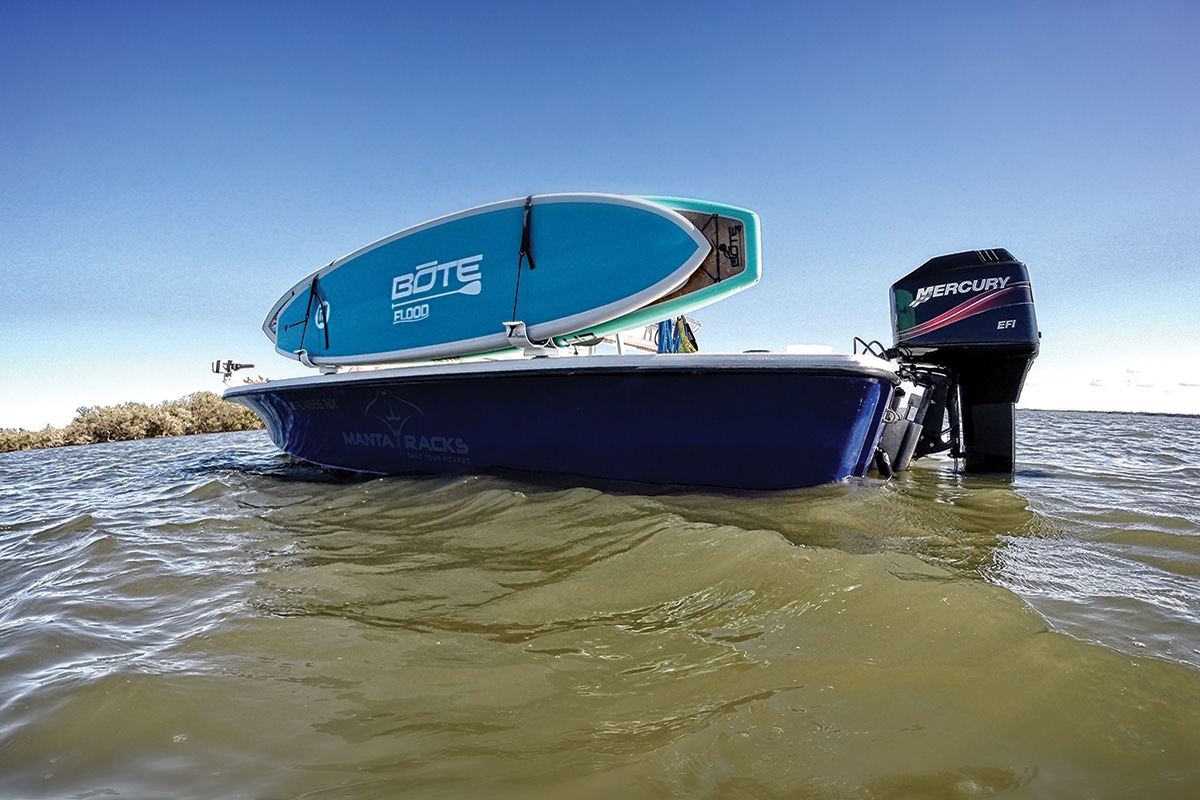 Pontoon Boat Dual Wakeboard/Paddle Board w/Storage Rack