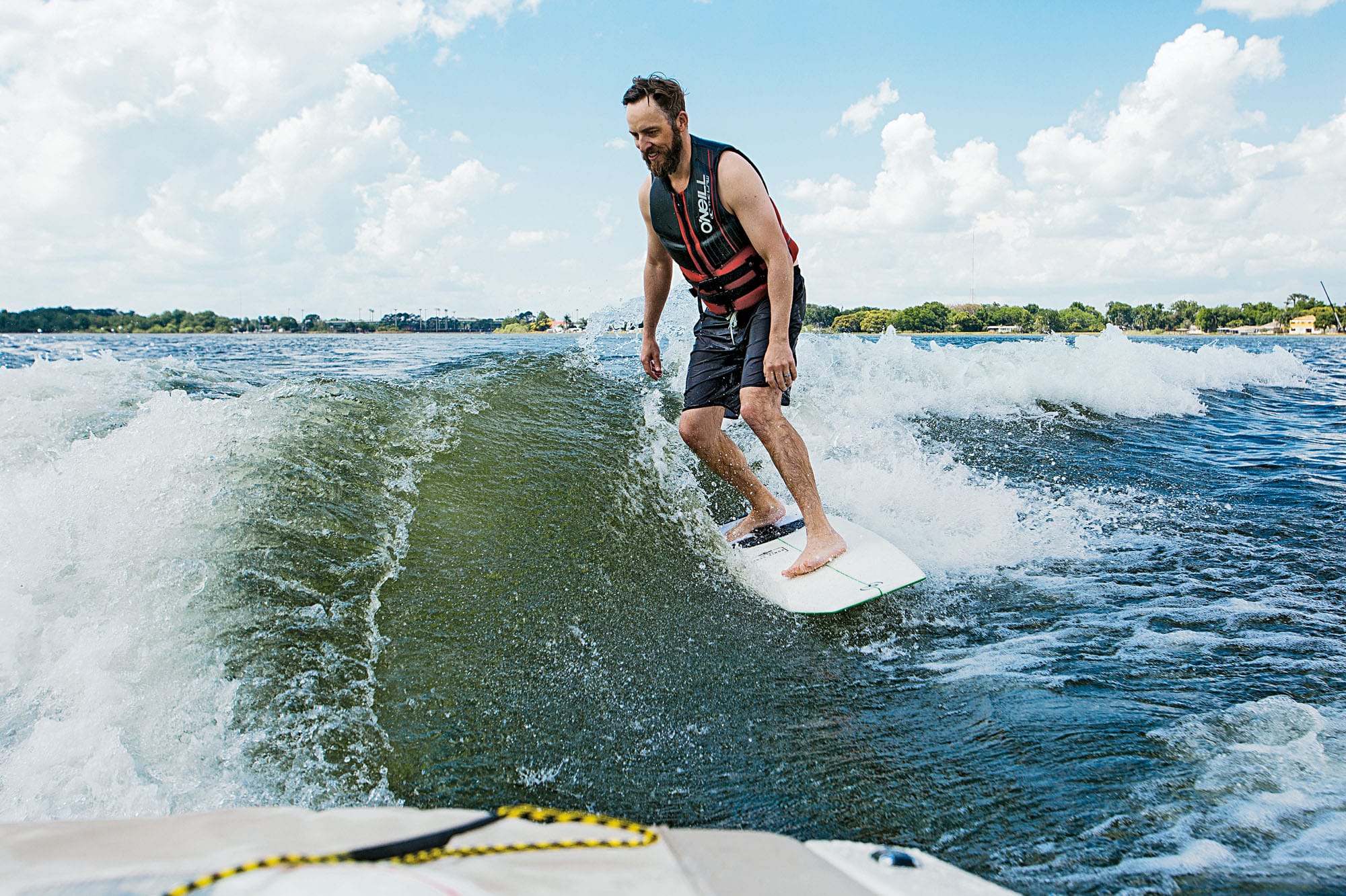 Wakesurfing a Ski Boat