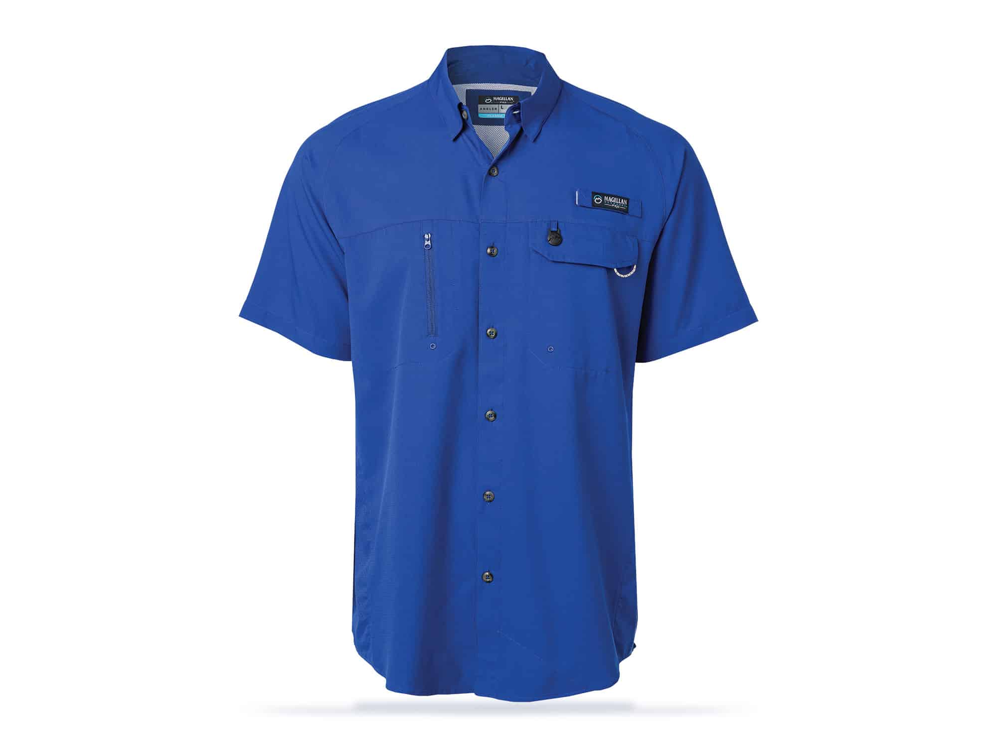 Magellan Vented Fishing Shirt Blue Relaxed Fit Long Sleeve Nylon
