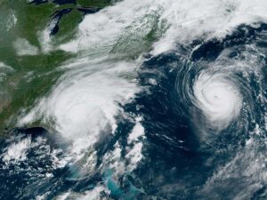 Hurricanes spinning in the Atlantic