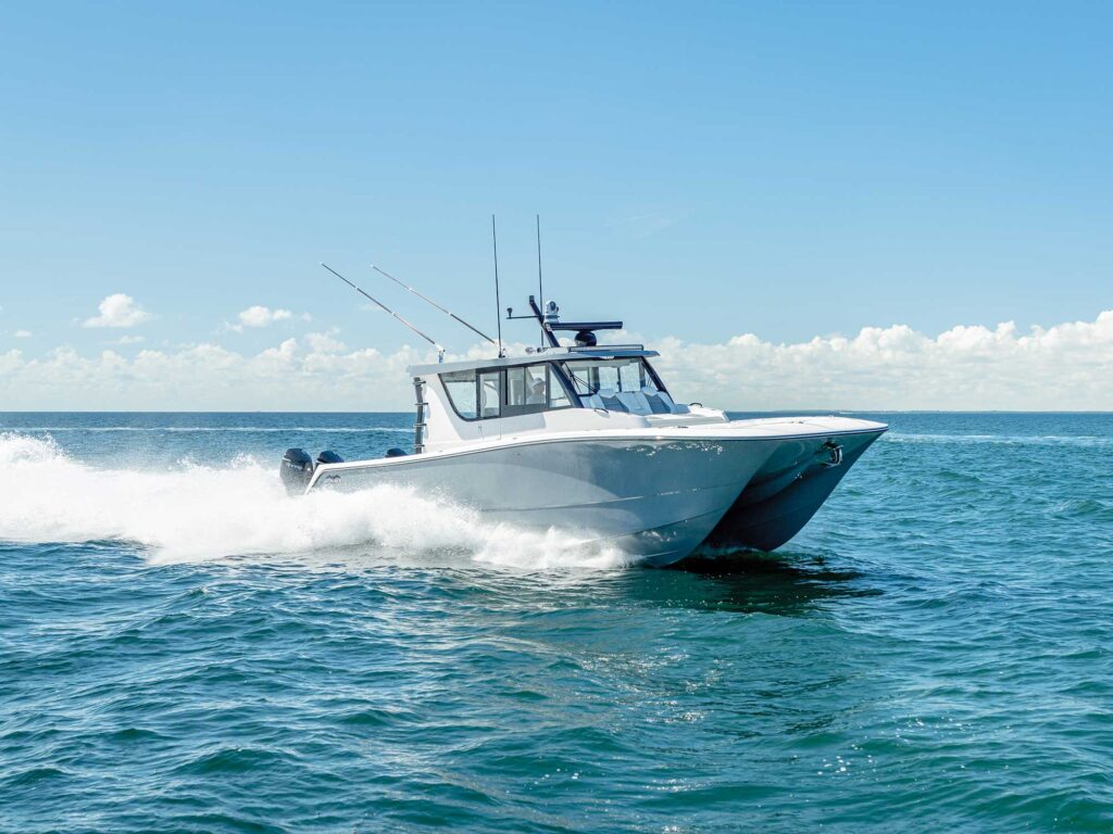 Invincible 46 Pilothouse running offshore