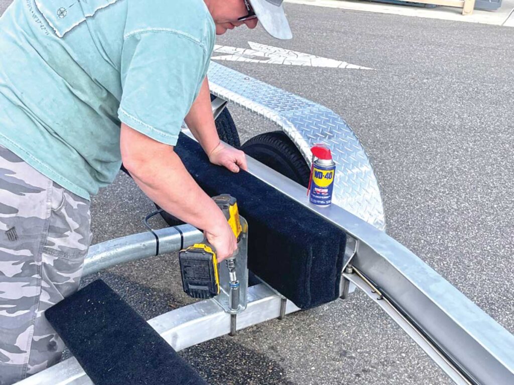 Tightening bolts on a trailer