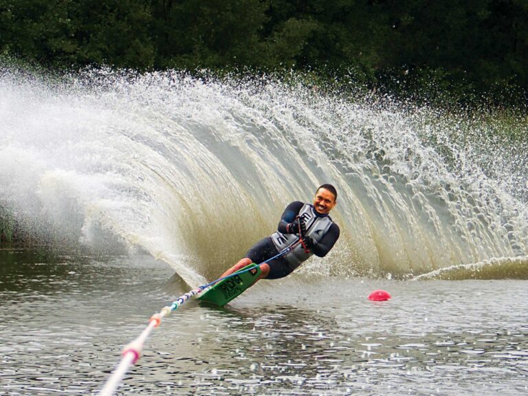 Slalom skier behind the boat