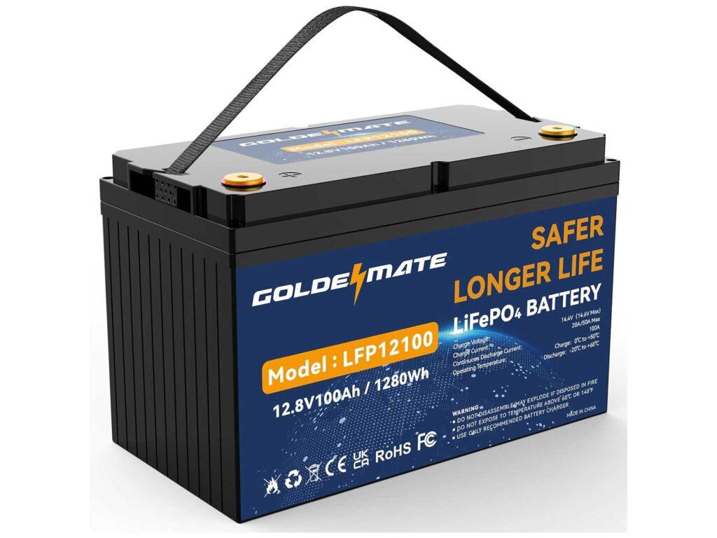 Goldenmate 12V 100Ah LiFePO4 Lithium Battery