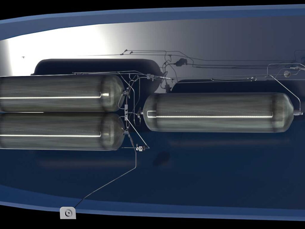 Fuel tanks for a hydrogen-powered boat