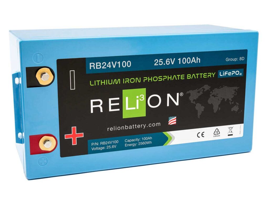 RELiON RB24V100 Lithium Iron Phosphate Deep Cycle Battery, 24V, 100Ah