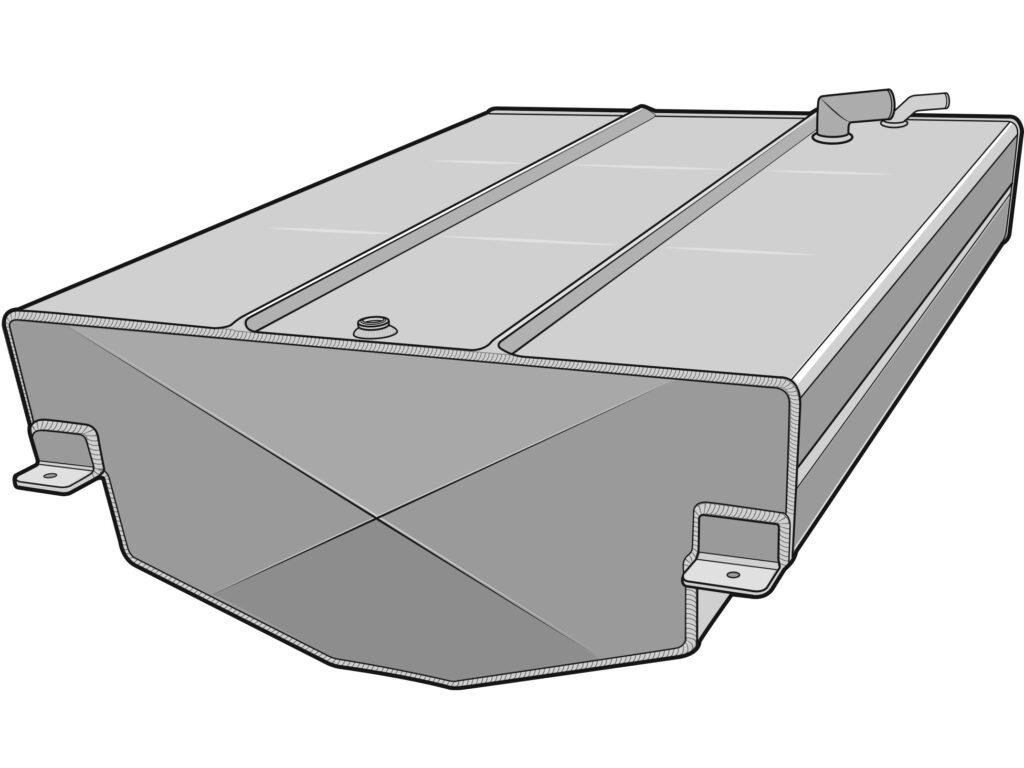 Boat fuel tank with fresh paint