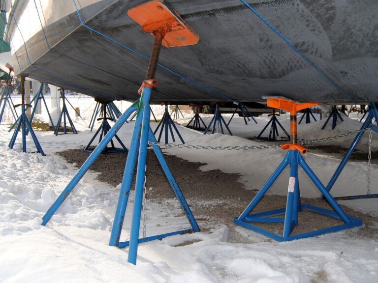 Boat stands used in the winter