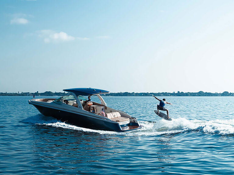 Wakesurfing behind a Forward Drive boat