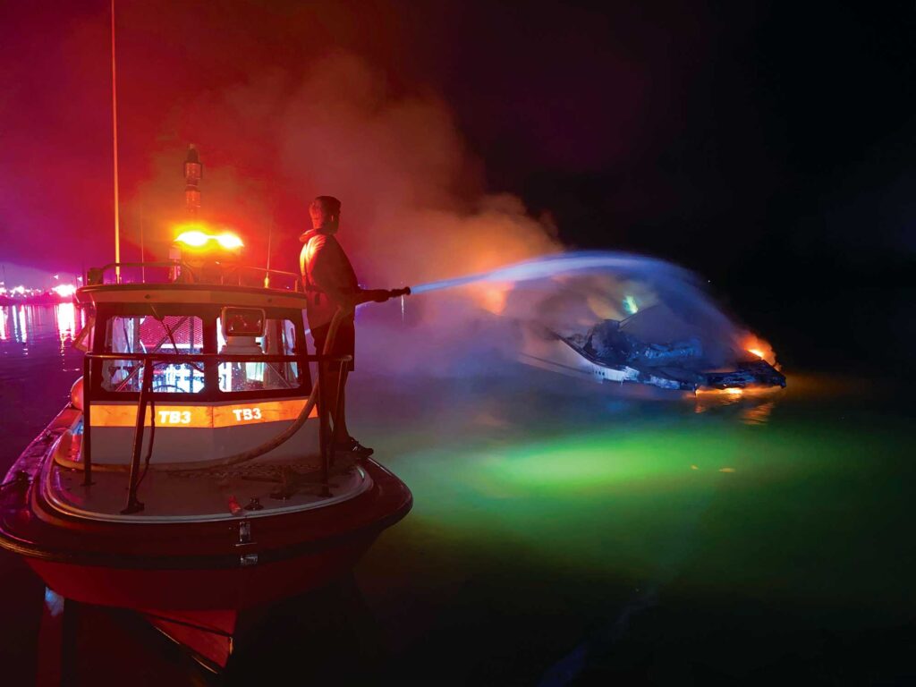 TowBoatUS fighting a boat fire