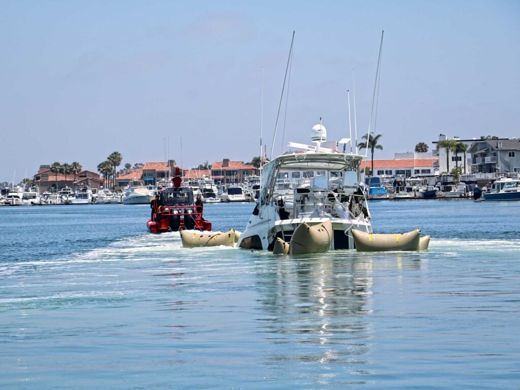 Large fishing boat being towed