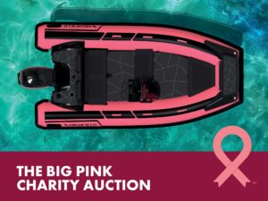 Pink Highfield Sport 360 RIB powered by Tohatsu for Breast Cancer charity auction