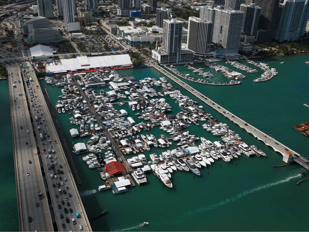 Boats on display in Miami