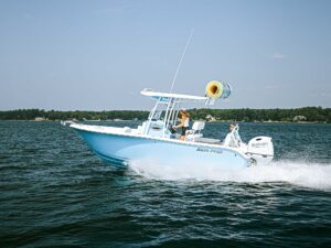 Sea Pro 225 FLX Sandbar Boat running near shore