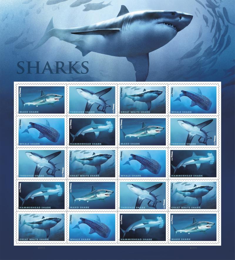 US Postal Serice Sharks Stamps