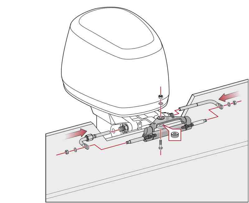 Ensure cylinder is attached to tiller arm correctly