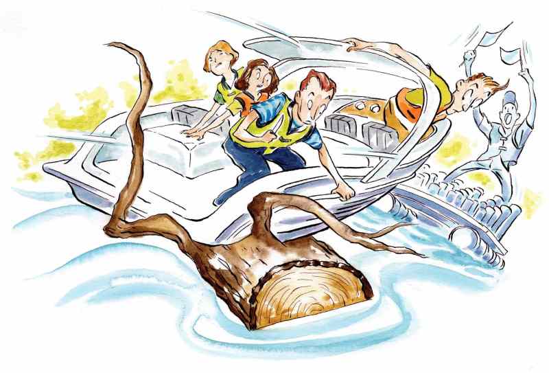 Boaters remove tree stuck in motor