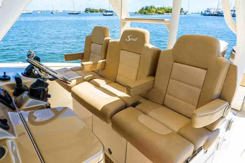 Helm seats with clean upholstery