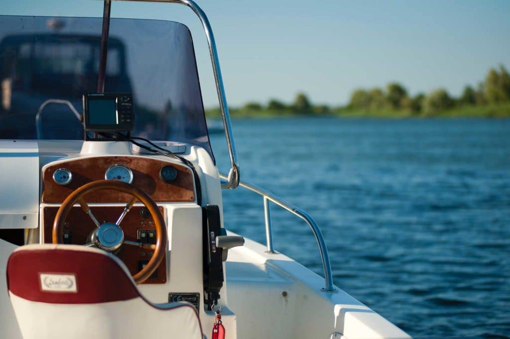 Looking at the helm of a boat