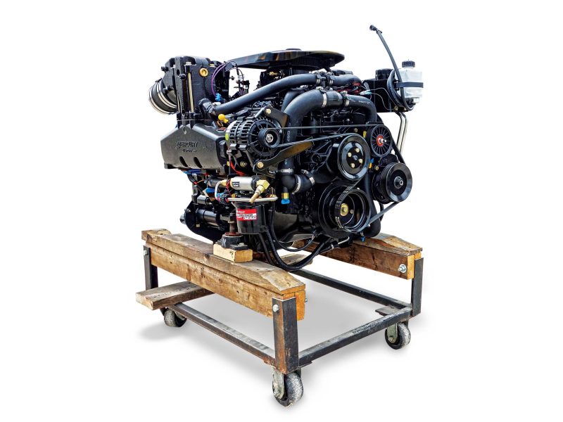 Sterndrive engine on a cradle