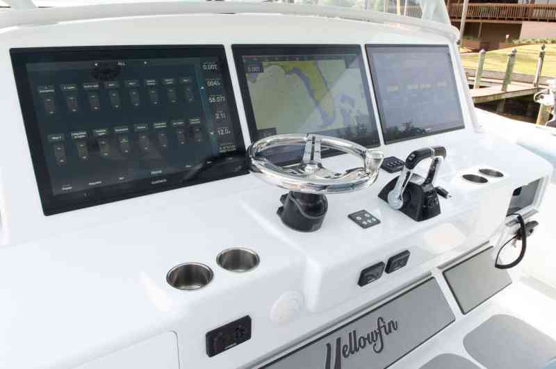 The helm on the Yellowfin 54 is well-appointed