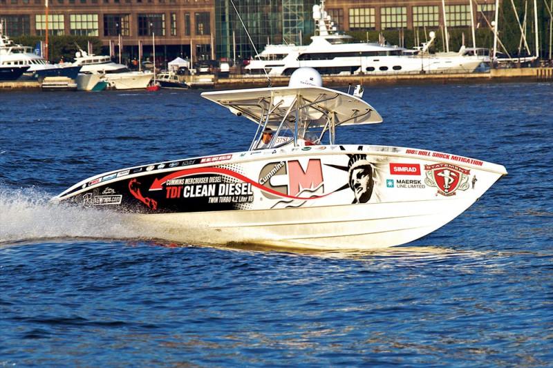 Fertig's Statement Marine 37 SUV is powered by twin 350 hp Mercury Diesel TDI 4.2-liter diesels.