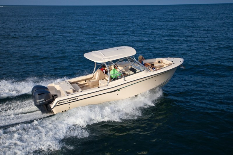 LOA: 28'0"
Beam: 9'6"
Draft: 1'8" (outboards up)
Displacement: 5,980 lb. (w/o power)
Transom Deadrise: 19 degrees
Bridge Clearance: 8'0"
Max Cabin Headroom: 4'6 1/2"
Fuel Capacity: 218 gal.
Water Capacity: 20 gal.
Max Horsepower: 600
Available Power: Twin Yamaha outboards to 600 hp total