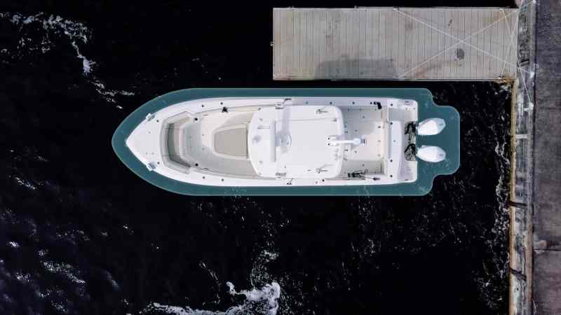 Overhead shot of boat docking
