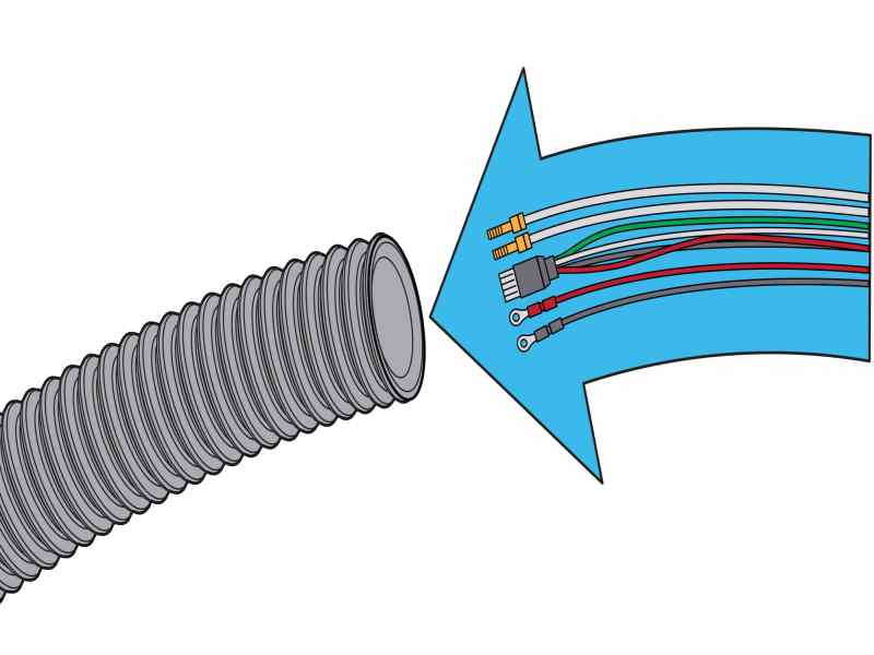 Moving wiring through tube
