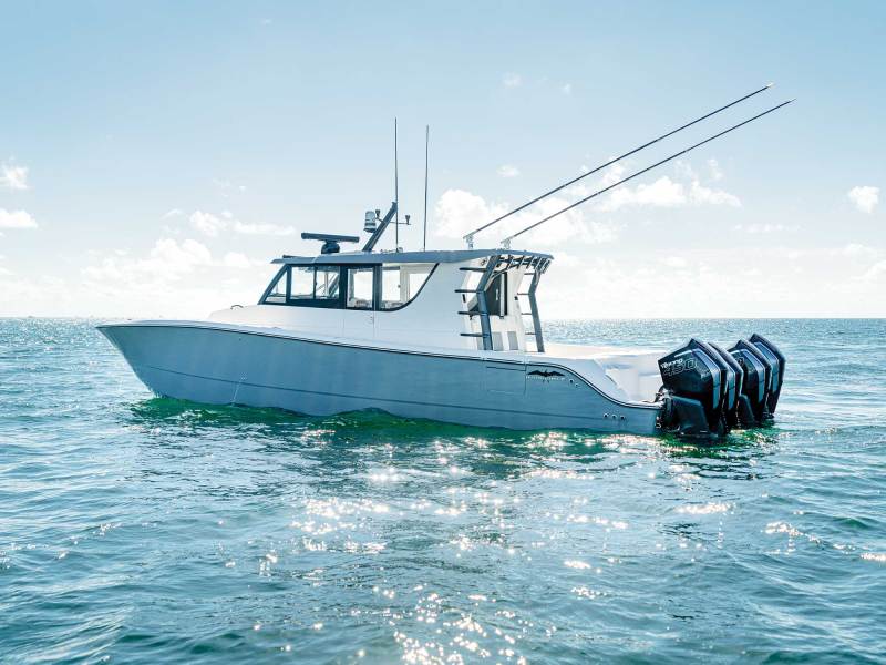 Invincible 46 Pilothouse near the beach