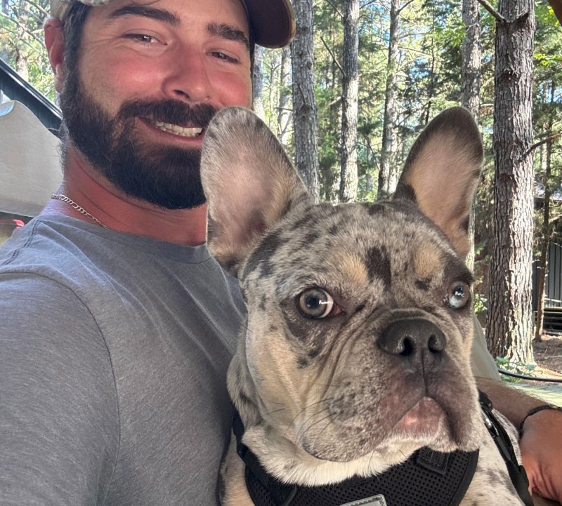 Easton with his French bulldog puppy Louie