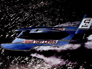 Hydroplane racing across the water