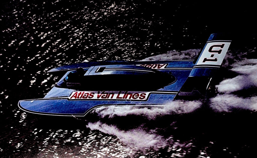 Hydroplane racing across the water