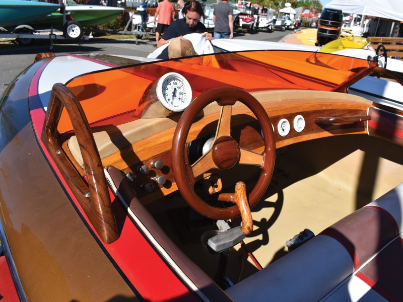 Helm of a wooden boat