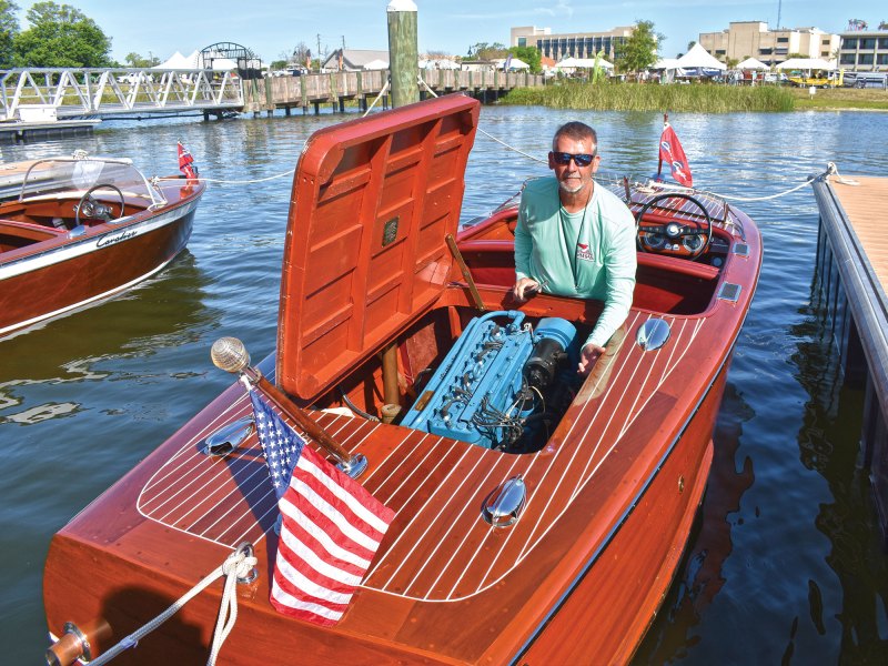 Joe Fisher showing off his Chris-Craft
