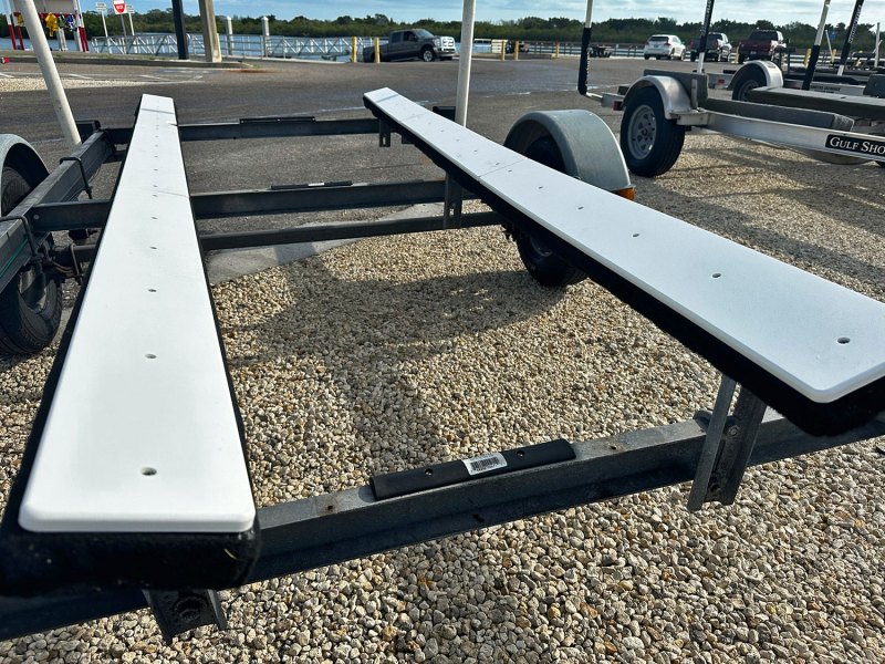 BTG725-UltimateBunksInstalled Polymer bunk slides for boat trailer