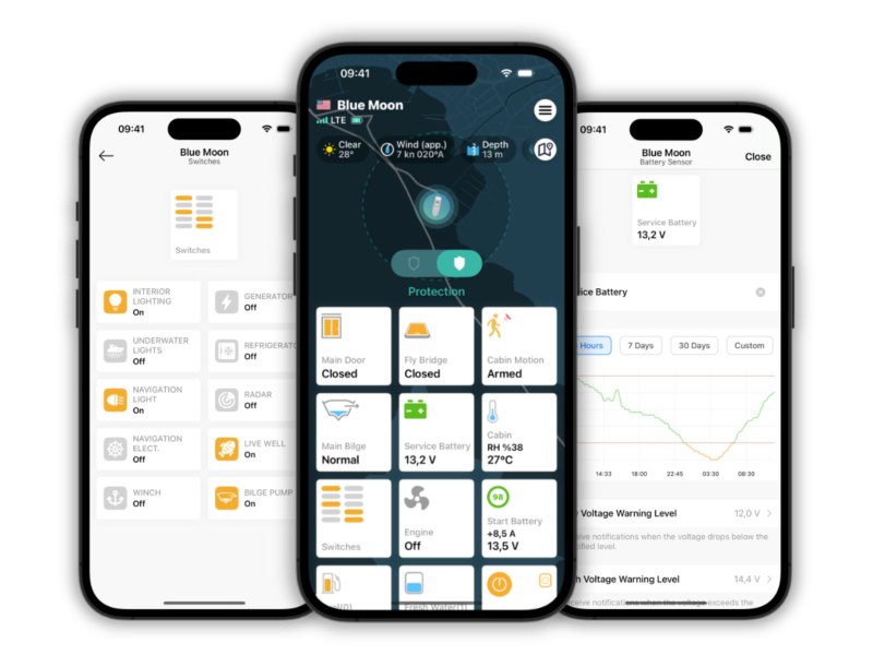 Different screens on the Vanemar app
