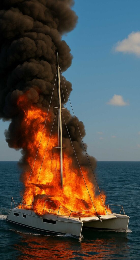 Sailboat on fire