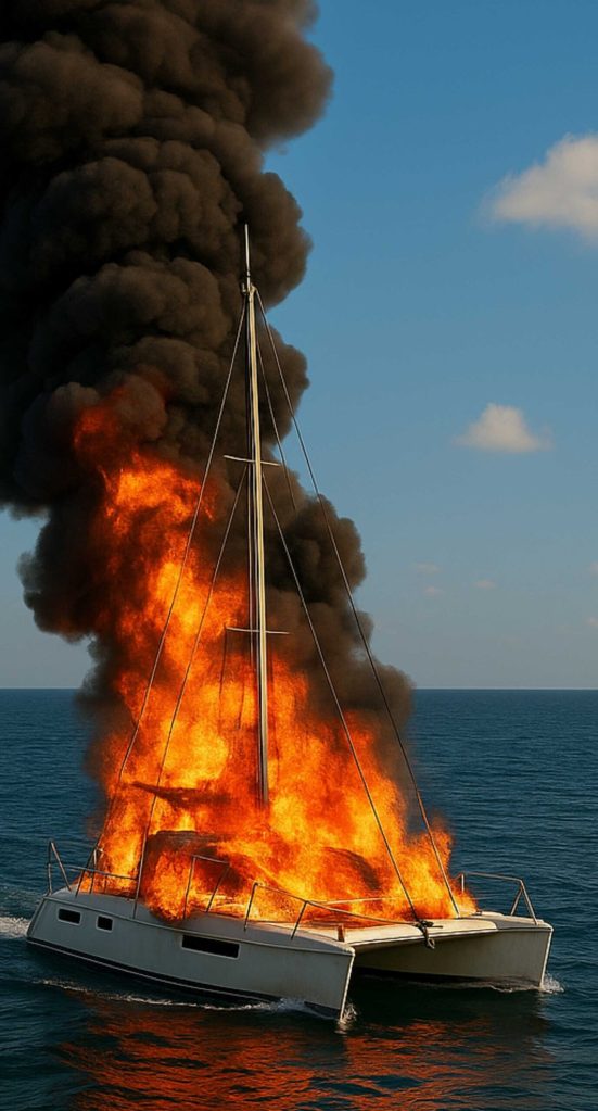 Sailboat on fire