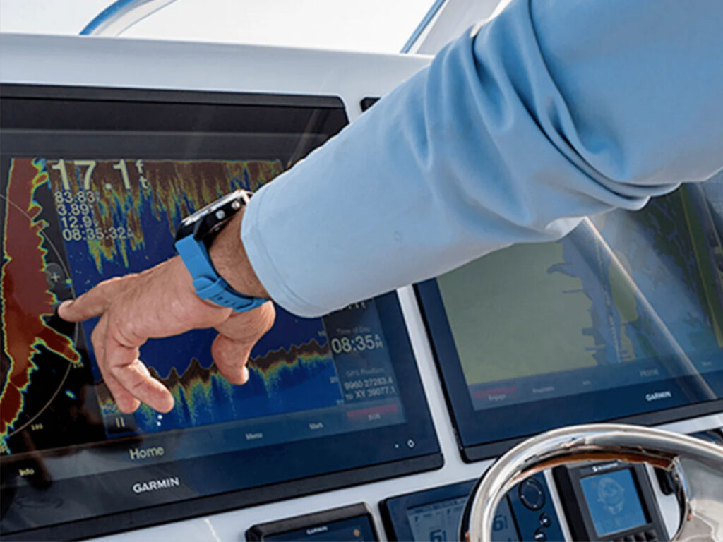 Boater using a chartplotter