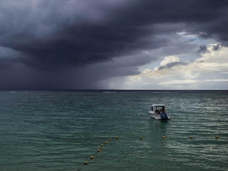 Boat on the water during a storm