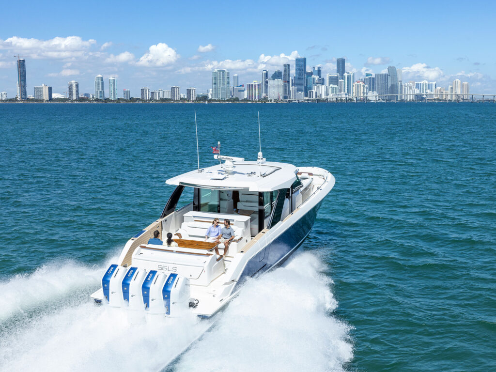 Tiara 56 LS cruising down the river