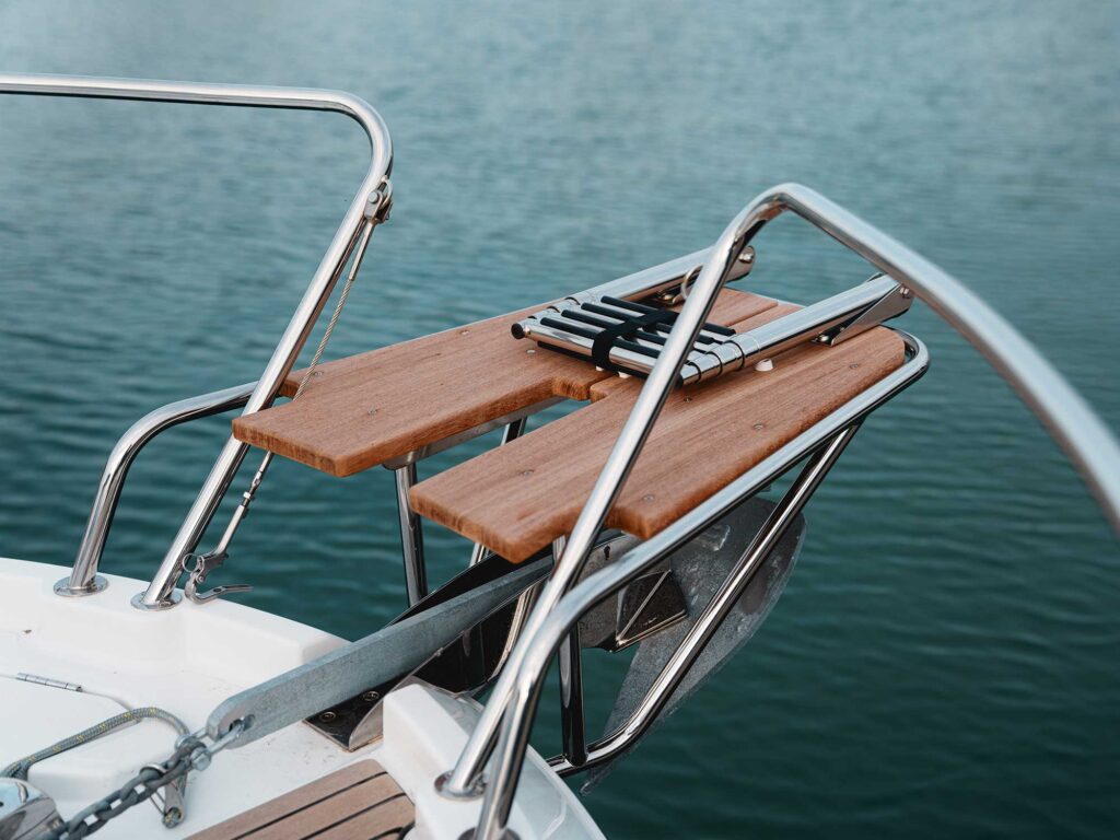 Over-the-bow boarding on the Antares 9