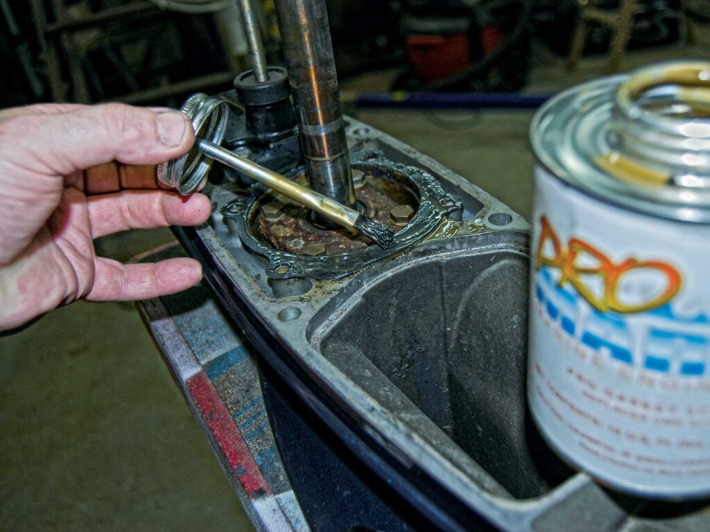 Applying sealant to the water-pump housing
