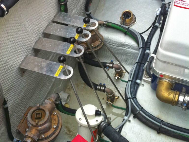 Inspecting a boat's engine room