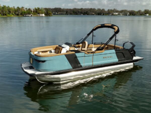 Revel Boats pontoon on the lake