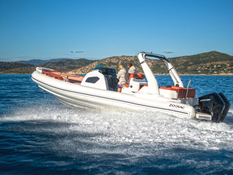 Zodiac Medline 9 running near the shore
