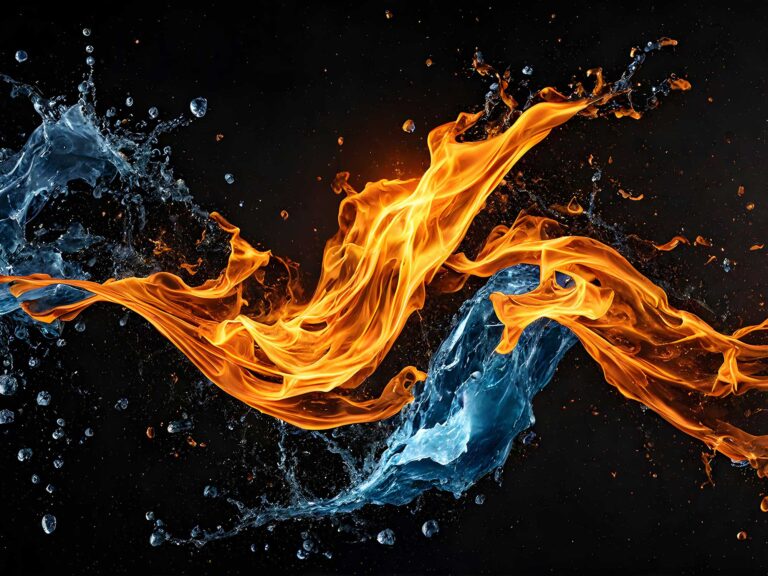 Flames and liquid