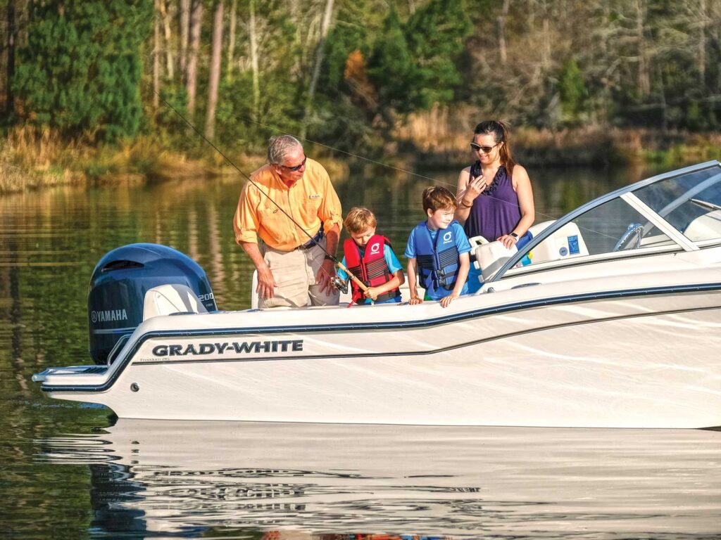 Family out on a boat