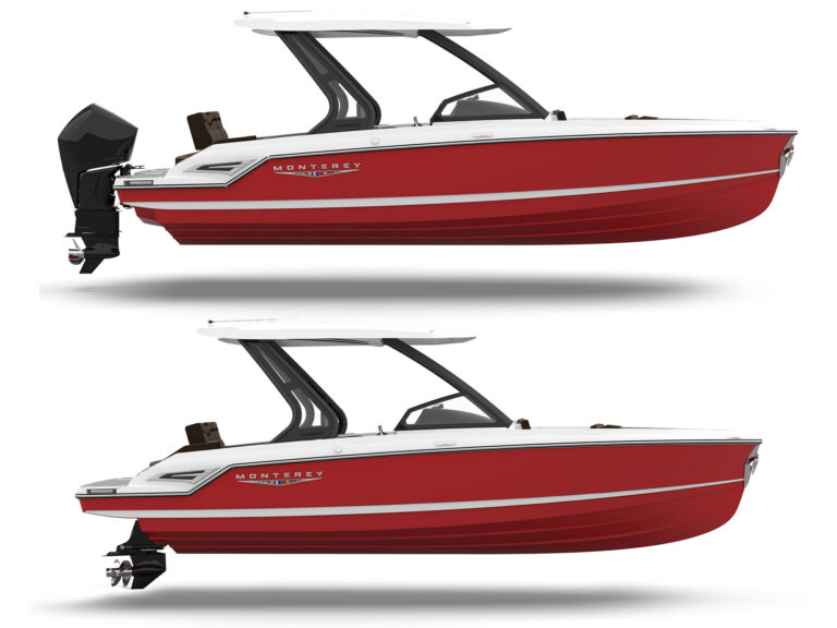 Monterey boat with outboard and a sterndrive